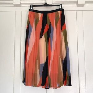 Anthropologie multicolored pleated midi skirt 0